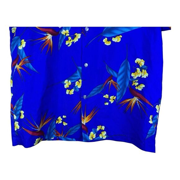 VINTAGE SAHIB OF HAWAII MENS SHORT SLEEVE BUTTON DOWN SHIRT XL Blue Floral - Picture 7 of 15